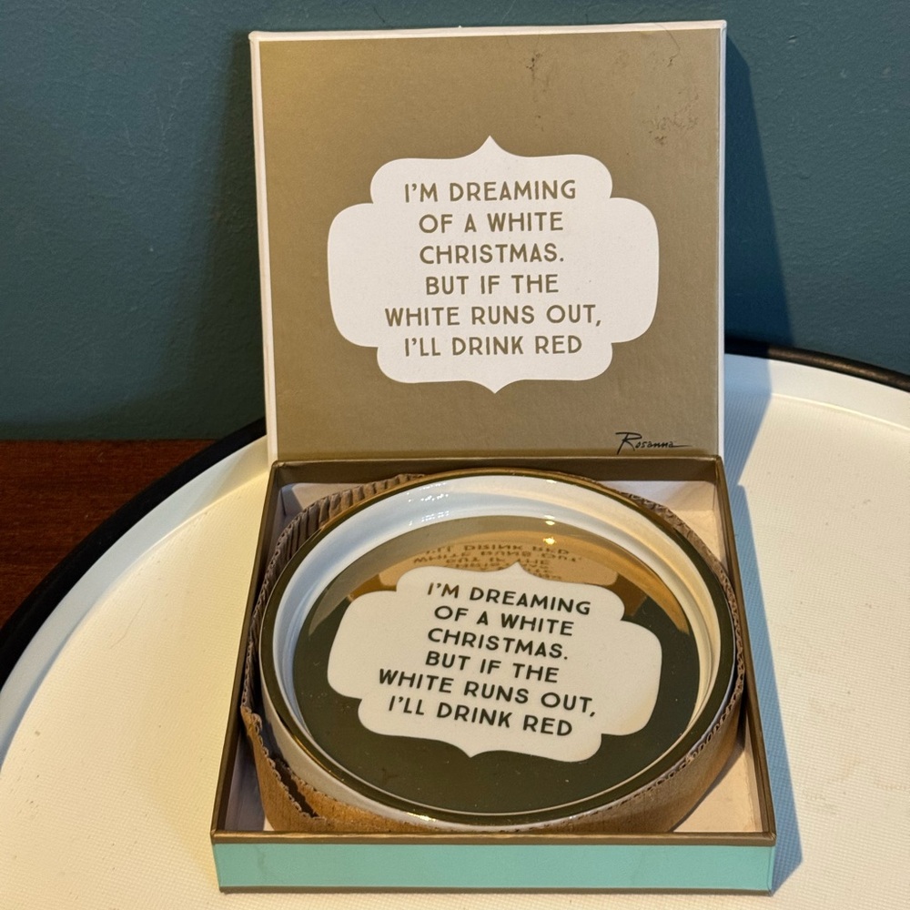 Rosanna Holiday Christmas Wine Coaster - in original box “Dreaming of a white”